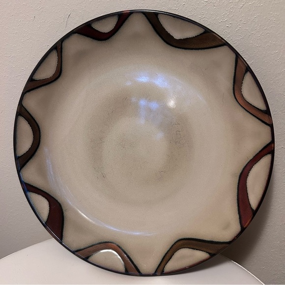 Pier 1 Set Dinner Plates Four "Wave" Stoneware Dinner Plates 11 Inches Brown Tan - Picture 6 of 7